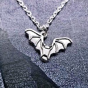 Dainty Flying Bat Silver Necklace